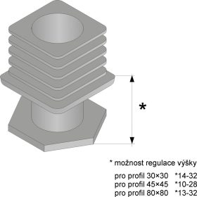 Alumínium zártszelvény szintezőláb 30x30 mm
