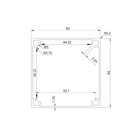 Alumínium zártszelvény 60x60 mm ezüst