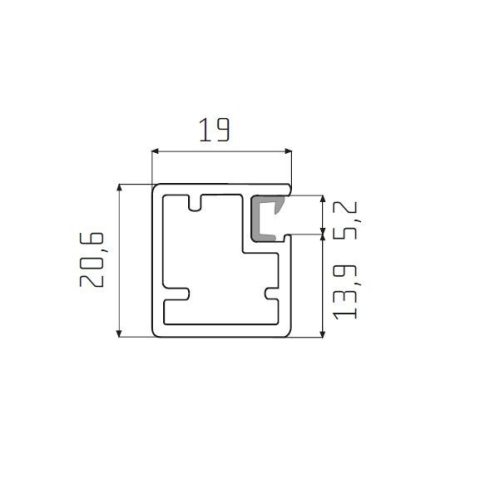A keretprofil alukeretes ajtóhoz SZÁLCSISZOLT INOX színben