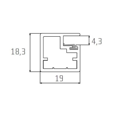 A18 keretprofil alukeretes ajtóhoz SZÁLCSISZOLT ALU színben