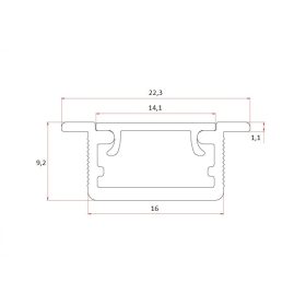 Bemarható LED profil 3 méter Groove