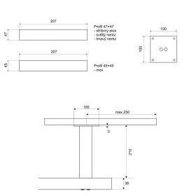 Bárpult tartó konzol egyenes szálcsiszolt inox