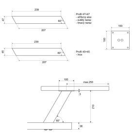 Bárpult tartó konzol ferde szálcsiszolt inox
