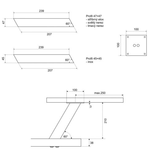 Bárpult tartó konzol ferde fekete