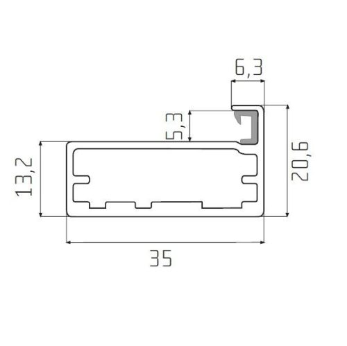 C keretprofil alukeretes ajtóhoz ALU színben