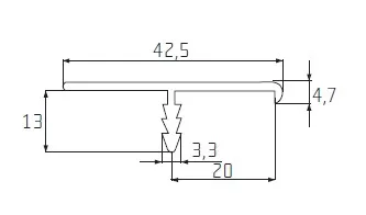 EP-38mm-ALU-3500mm Bemarható 38 mm munkalap élprofil 3,5 m