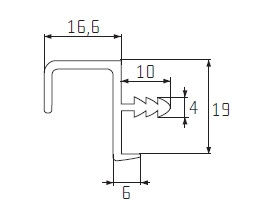 EP02_ALU-3m Bemarható 19 mm peremes élzáróprofil 