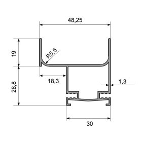   Gola-Profil-FSZ-ALU-3m Alumínium függőleges GOLA profil szélső 3m