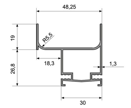 Gola-Profil-FSZ-ALU-3m Alumínium függőleges GOLA profil szélső 3m