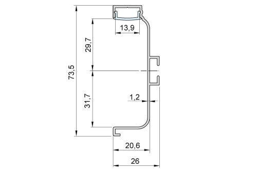 Alumínium LEDes GOLA C profil fekete 3m