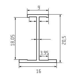 H profil mini EZÜST 9/16 mm