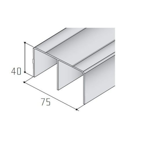 S05 Tolóajtó felső sín 2 pályás FEKETE