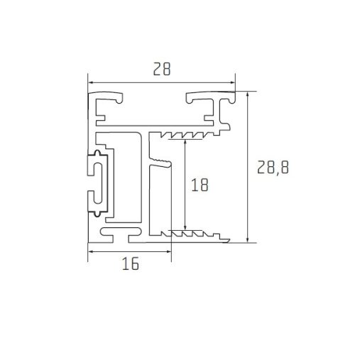 S10N Tolóajtó fogantyú profil 2,7 m EZÜST