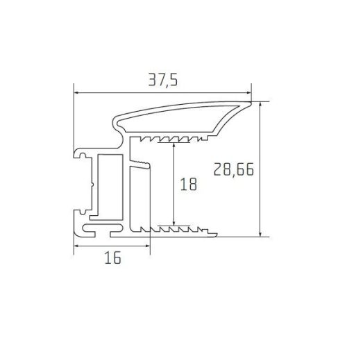 S11N Tolóajtó fogantyú profil 2,7 m TÜKÖR