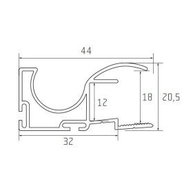S12 Tolóajtó fogantyú profil 2,7 m EZÜST