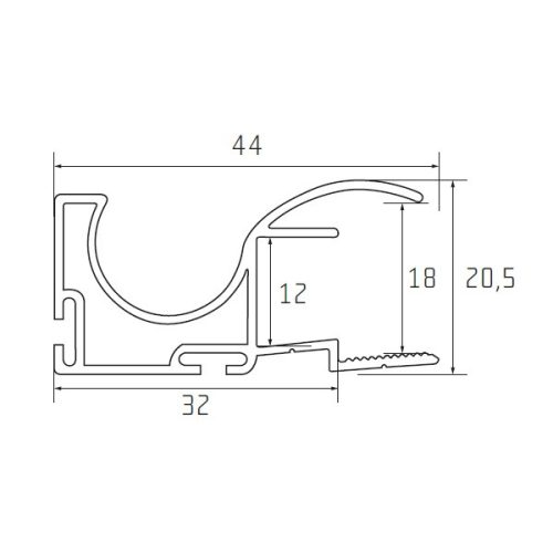S12 Tolóajtó fogantyú profil 2,7 m EZÜST