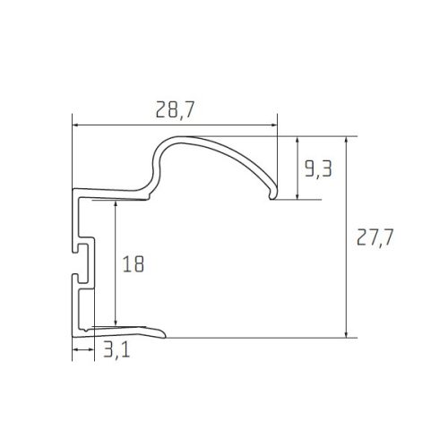 S13B Tolóajtó fogantyú profil 2,7 m EZÜST