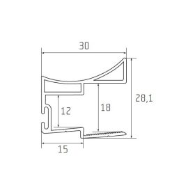 S14 Tolóajtó fogantyú profil 2,7 m EZÜST