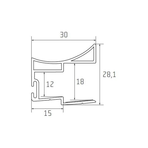 S14 Tolóajtó fogantyú profil 2,7 m EZÜST