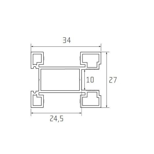 S15 Tolóajtó fogantyú profil 3,2 m EZÜST
