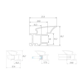 S16 Tolóajtó fogantyú profil 2,7 m EZÜST