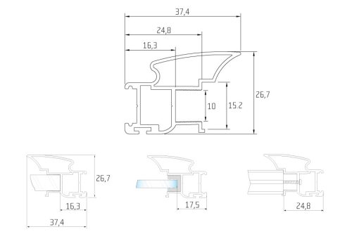 S16 Tolóajtó fogantyú profil 2,7 m EZÜST