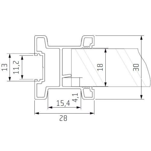 S19 Tolóajtó fogantyú profil 2,7 m EZÜST