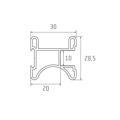S22 Tolóajtó fogantyú profil 2,7 m EZÜST