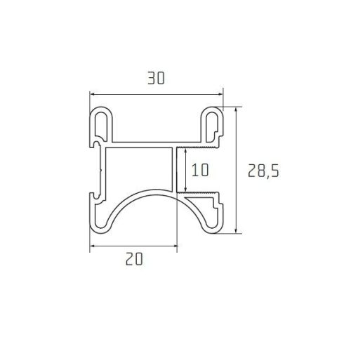 S22 Tolóajtó fogantyú profil 2,7 m INOX