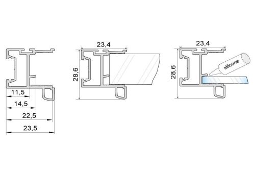 S24 Tolóajtó fogantyú profil 2,7 m FEKETE