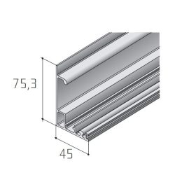 S40SD tolóajtó felső sín EZÜST