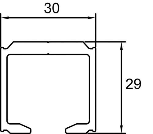 S40-S80N Tolóajtó felső sín EZÜST