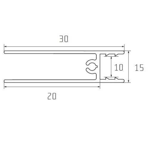 S55 Tolóajtó alsó összekötő profil EZÜST