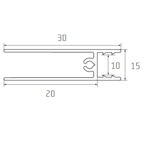 S55 Tolóajtó alsó összekötő profil INOX