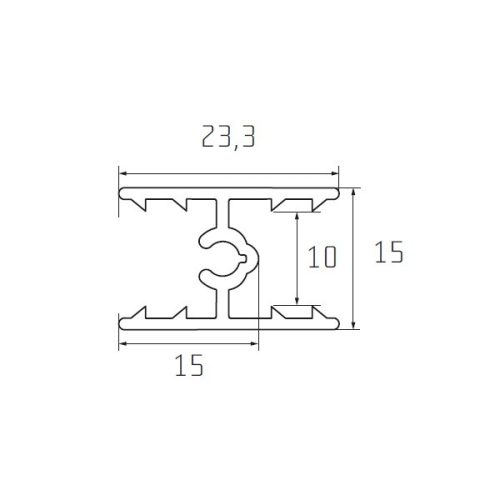S55 Tolóajtó felső összekötő profil EZÜST