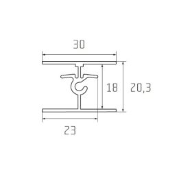 S65 Tolóajtó felső összekötő profil EZÜST