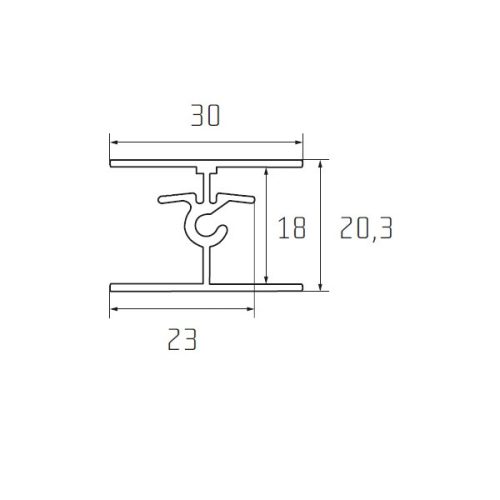 S65 Tolóajtó felső összekötő profil EZÜST