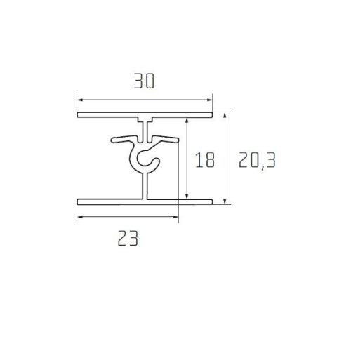 S65 Tolóajtó felső összekötő profil INOX