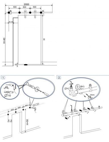 S90 G1 Inox Tolóajtó szett üveghez 2m