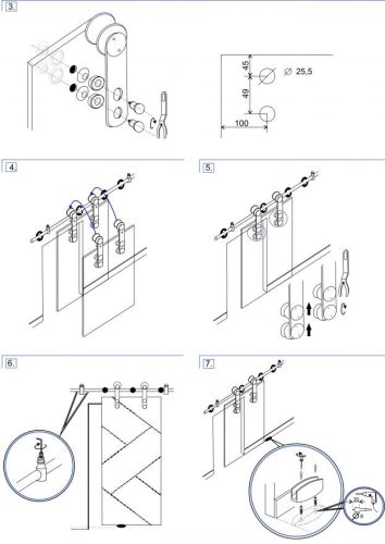 S90 G1 Inox Tolóajtó szett üveghez 2m