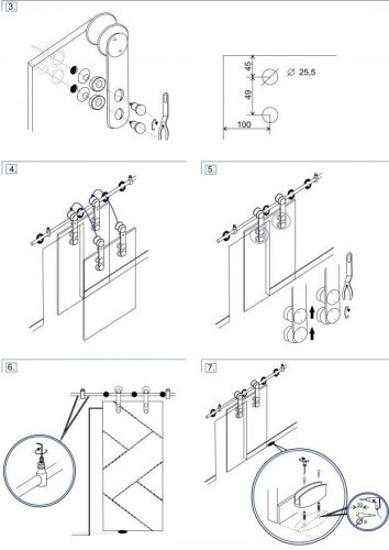 S90 G1 Inox Tolóajtó szett üveghez 3m