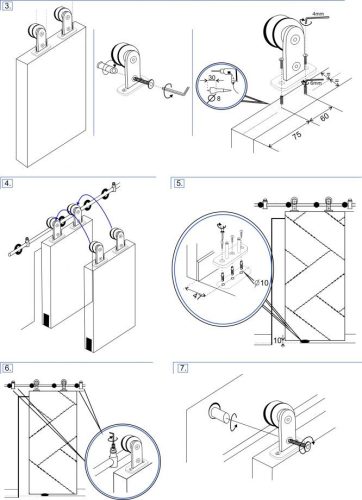 S90 Inox Tolóajtó szett faajtóhoz 2m