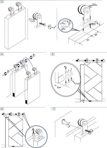 S90 Inox Tolóajtó szett faajtóhoz 3m