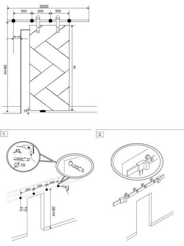 S90 Fekete pajtajtó tolóajtó szett 3m