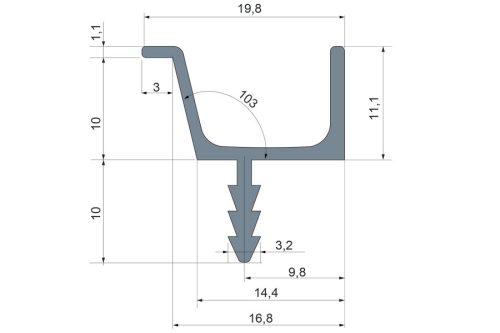 UK15_ALU-3m Bemarható fogantyú profil 3m