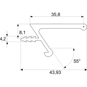   UK2_ALU-3m Bemarható fogantyú profil 55°-ba vágott ajtó élére 3m