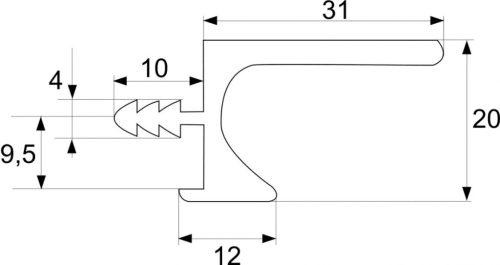 UK5_BSN-00 Bemarható fogantyú profil egyedi méretben