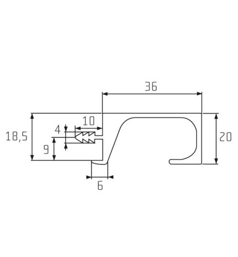 UK7_BSN-00 Bemarható fogantyú profil egyedi méretben