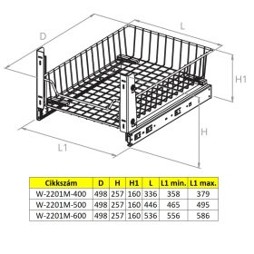 Nomet rácsfiók előlaprögzítővel - több méretben