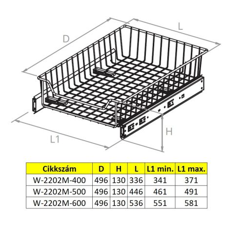 Nomet köztes rácsfiók - több méretben